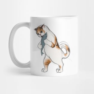 cat with a fish Mug